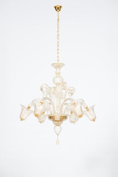 Bells and Pastorals Chandelier Blown Murano Glass Gold Color Contemporary, Italy