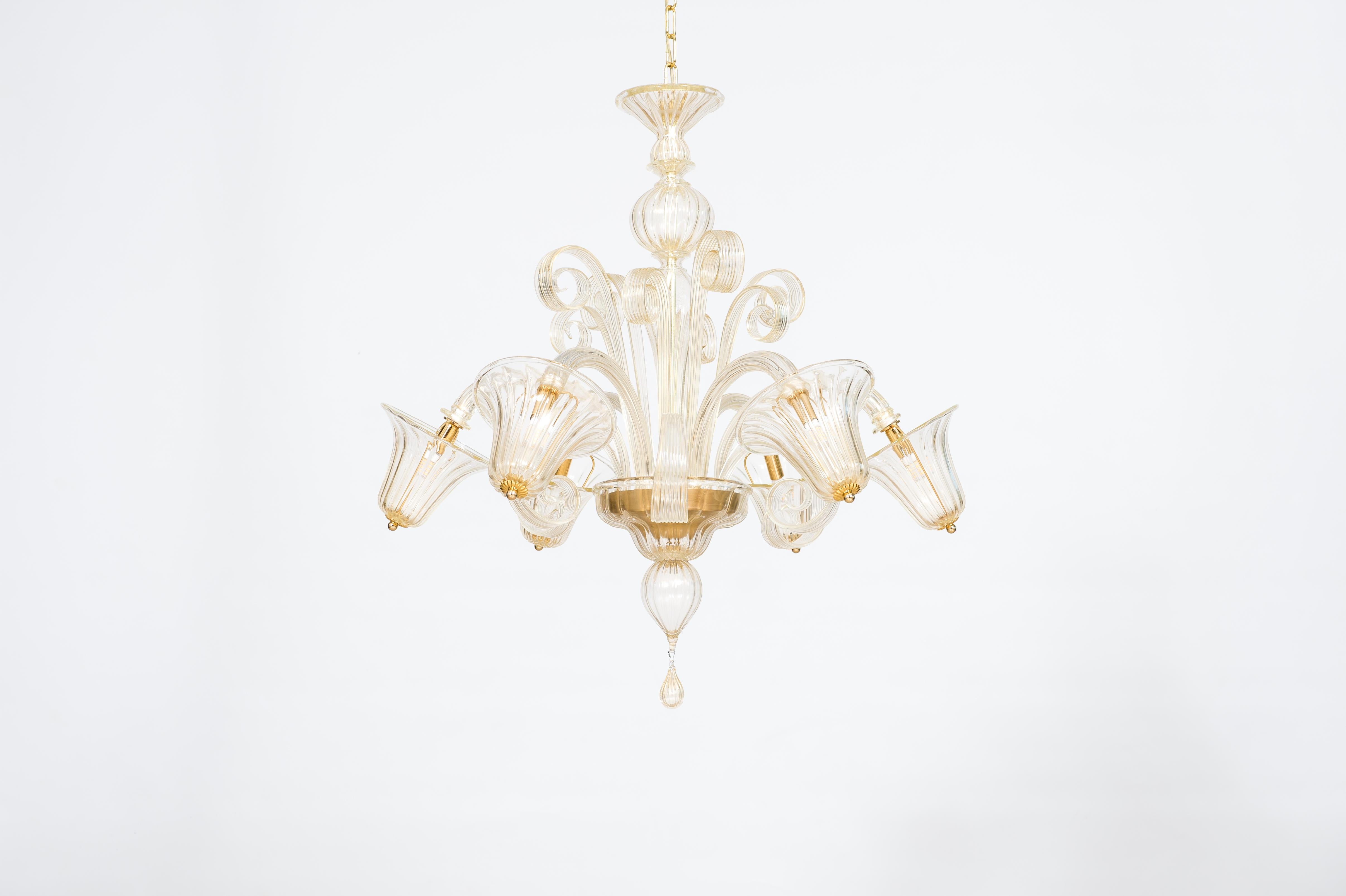 Glocken und Pastorale Kronleuchter mundgeblasenes Murano Glas Gold Farbe Contemporary, Italien (Moderne der Mitte des Jahrhunderts) im Angebot