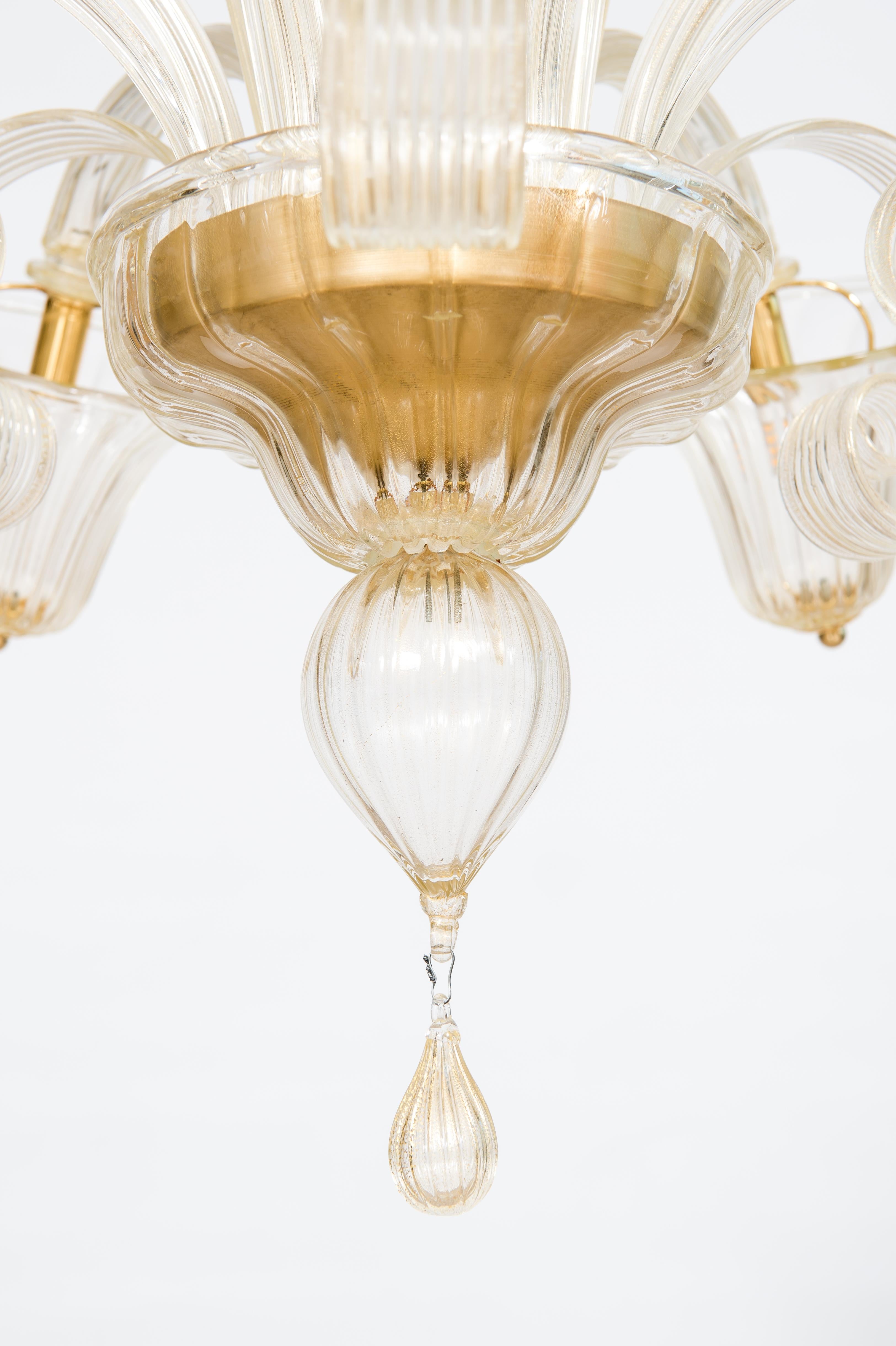 Hand-Crafted Bells and Pastorals Chandelier Blown Murano Glass Gold Color Contemporary, Italy For Sale