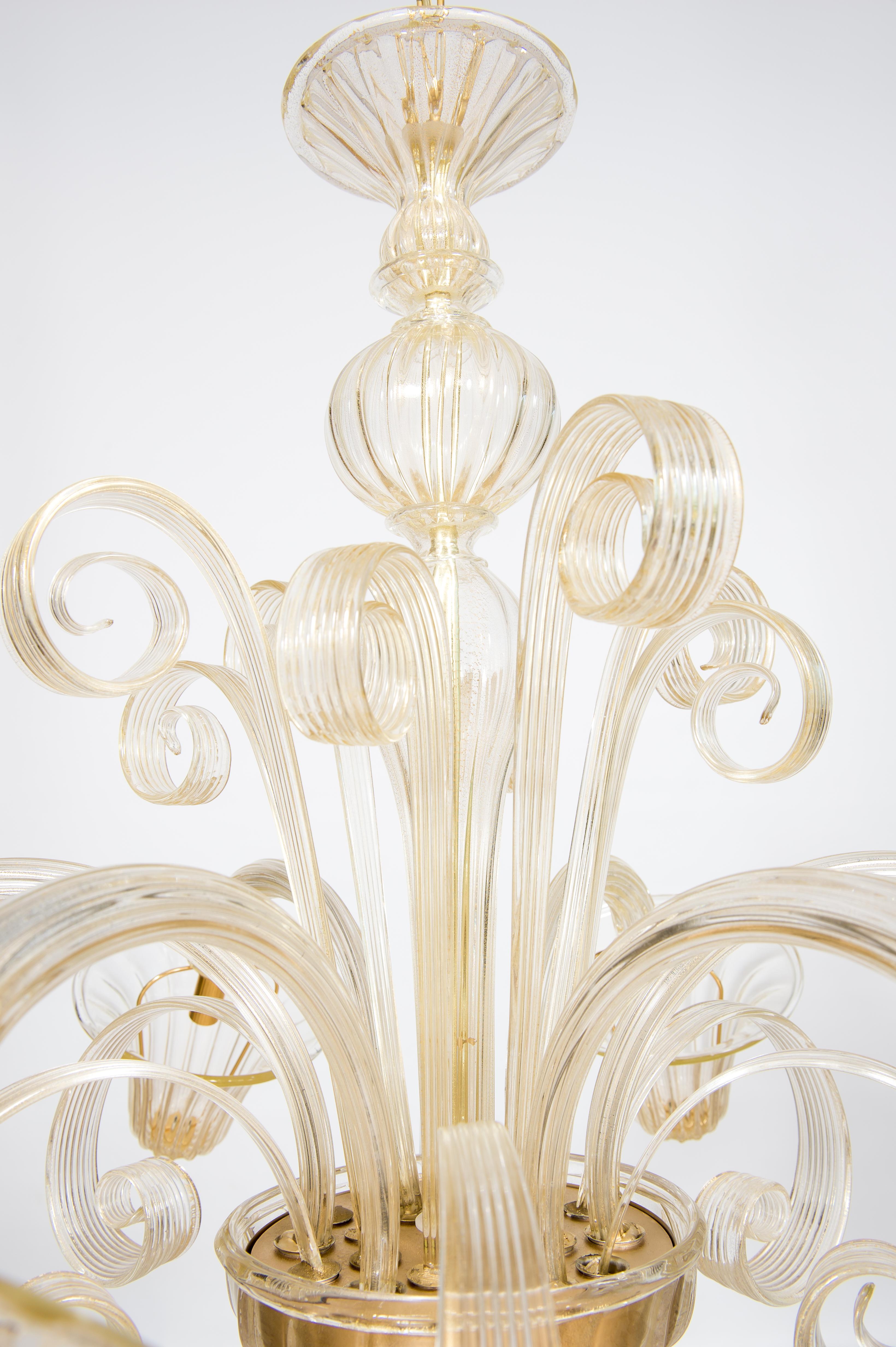 Glocken und Pastorale Kronleuchter mundgeblasenes Murano Glas Gold Farbe Contemporary, Italien (Handgefertigt) im Angebot