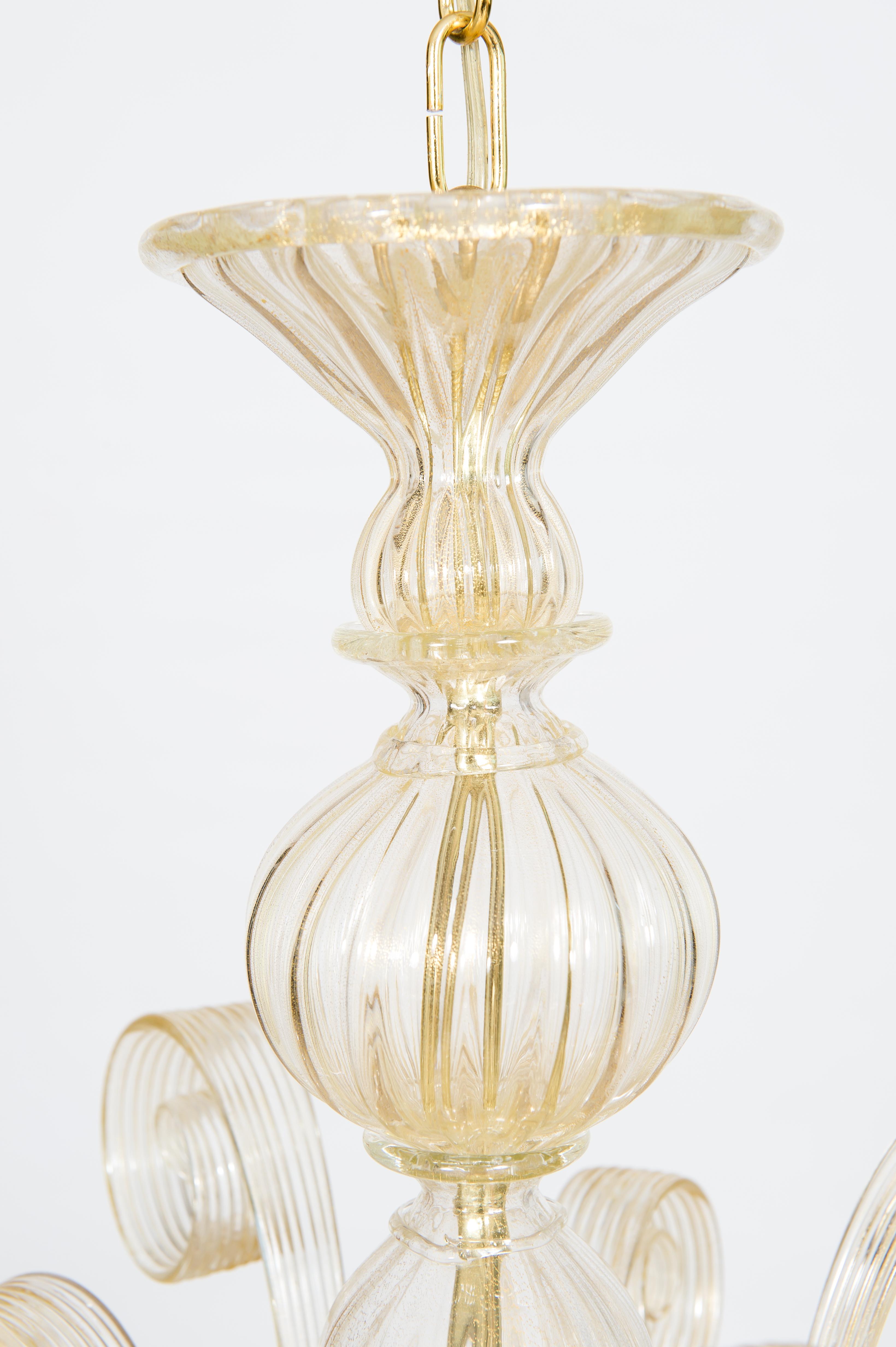 Bells and Pastorals Chandelier Blown Murano Glass Gold Color Contemporary, Italy For Sale 3