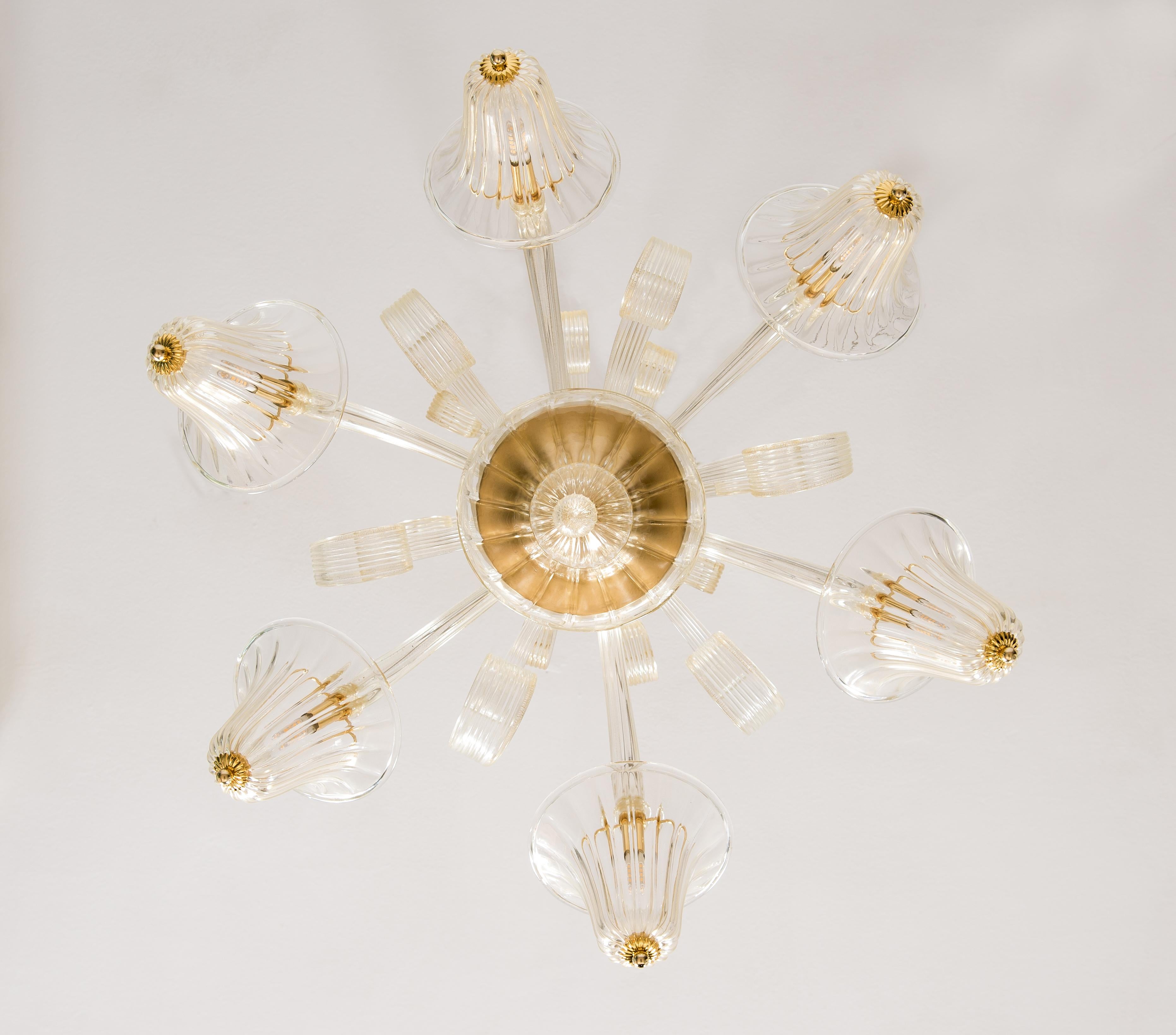 Glocken und Pastorale Kronleuchter mundgeblasenes Murano Glas Gold Farbe Contemporary, Italien im Angebot 1