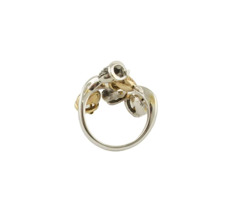 Fancy and White Diamonds  White Gold Bells Ring 1