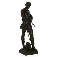 Sculpture française en bronze ancien Belluaire d’Eugène Marioton