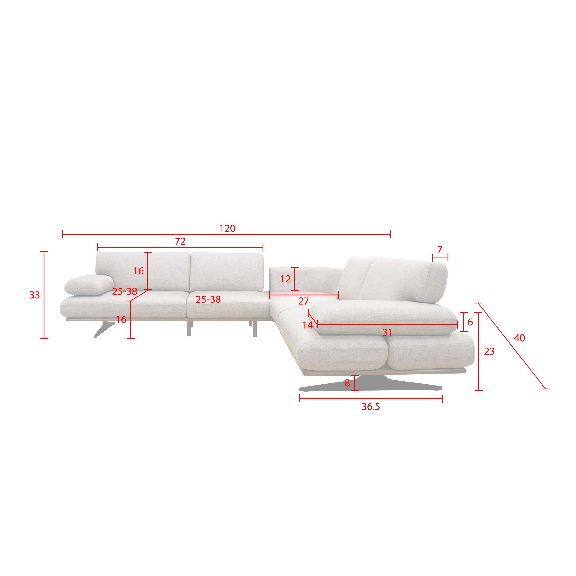 Pasargad Home Belluno Sectional Sofa with Sliding Backrest & Armrest For Sale 2