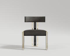 Bellus Dining Chair in Black Lacquer and Polished Bronze by Palena Furniture