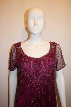 Bellville Sasson / Lorcan Mullany Burgundy Beaded Evening Dress