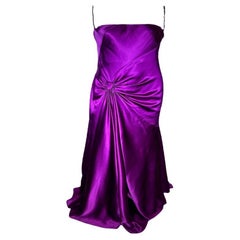 Bellville Sassoon Jewel Tone Purple Partial-Bias Cut Silk Gown, 1990s