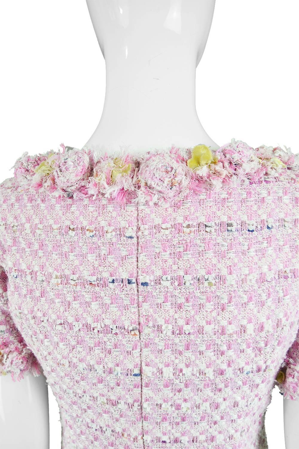 Bellville Sassoon Vintage Pink and White Bouclé Tweed Shift Dress, 1990s 2