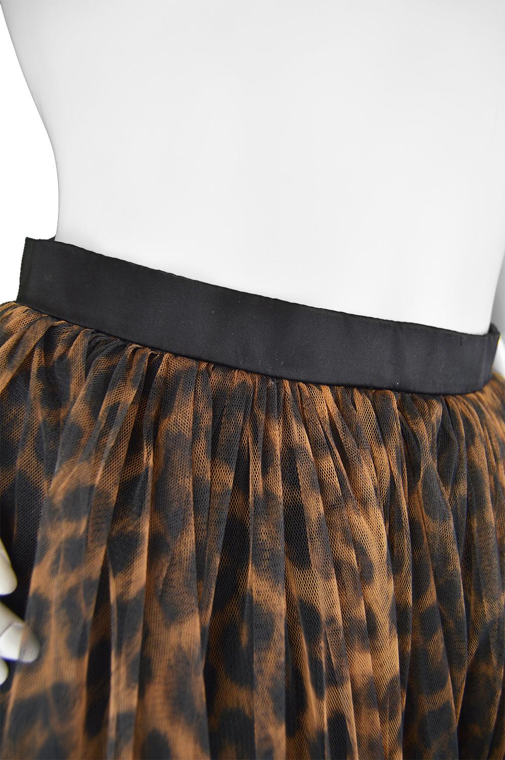 Black Bellville Sassoon Vintage Leopard Print Huge Full Tulle Evening Skirt, 1980s