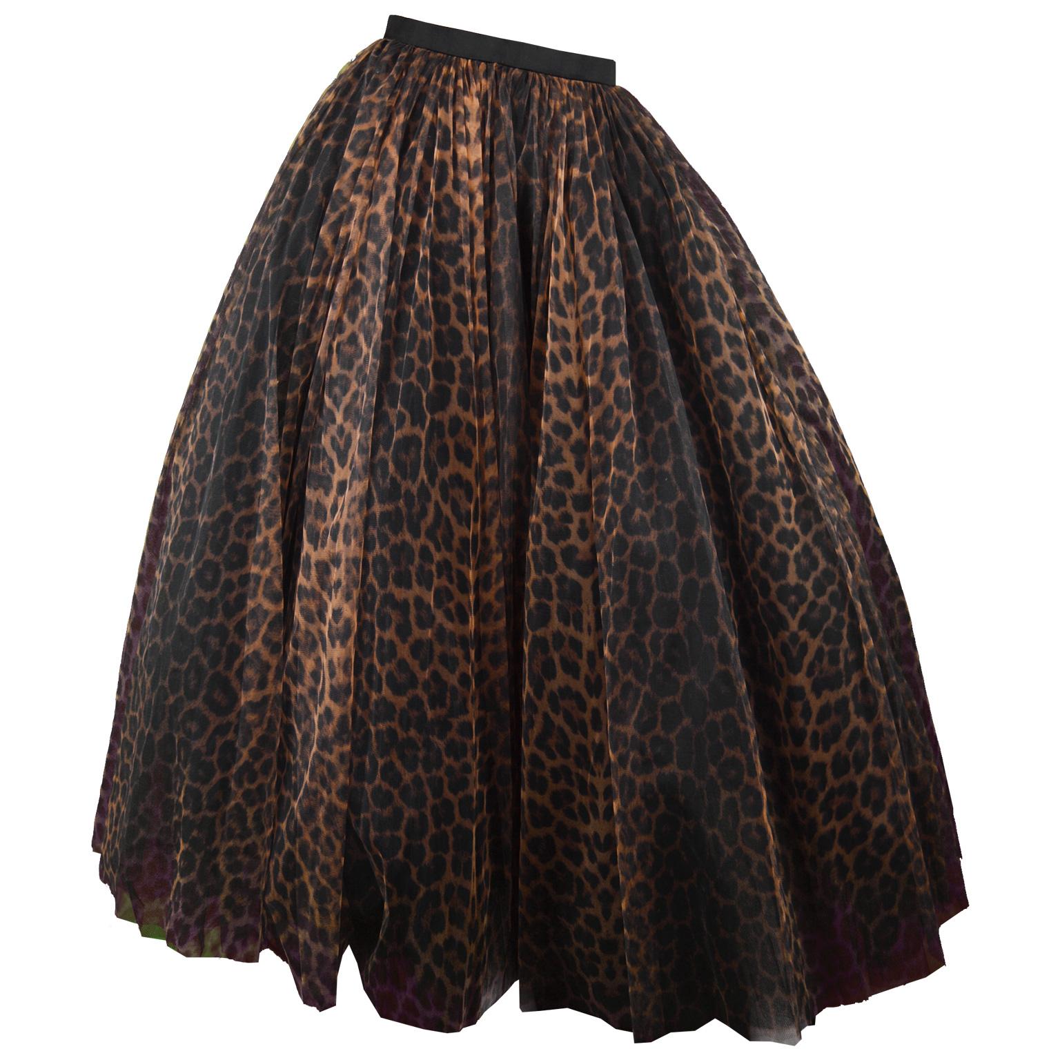 Bellville Sassoon Vintage Leopard Print Huge Full Tulle Evening Skirt, 1980s