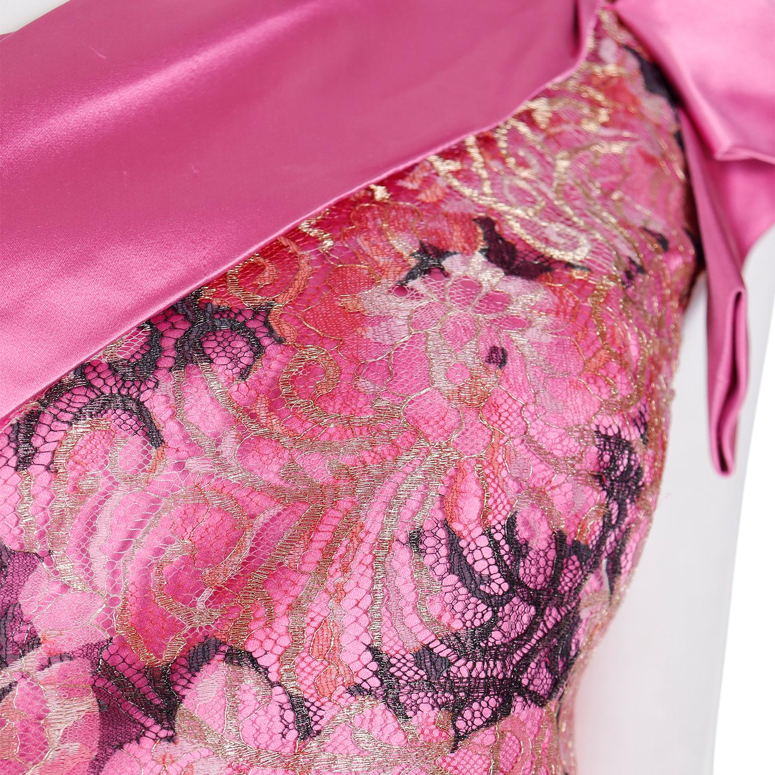 Bellville Sassoon Vintage Pink Silk Satin One Shoulder Evening Gown W Wrap For Sale 6