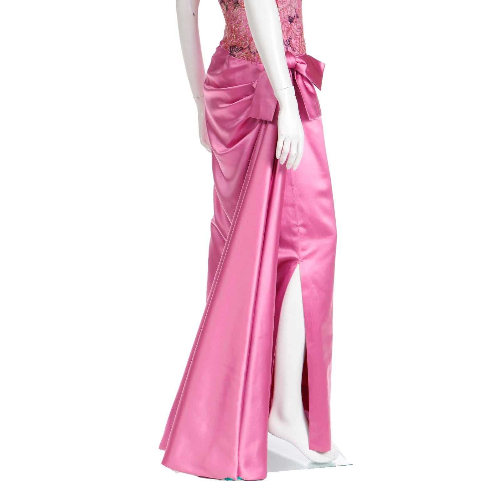 Bellville Sassoon Vintage Pink Silk Satin One Shoulder Evening Gown W Wrap For Sale 9