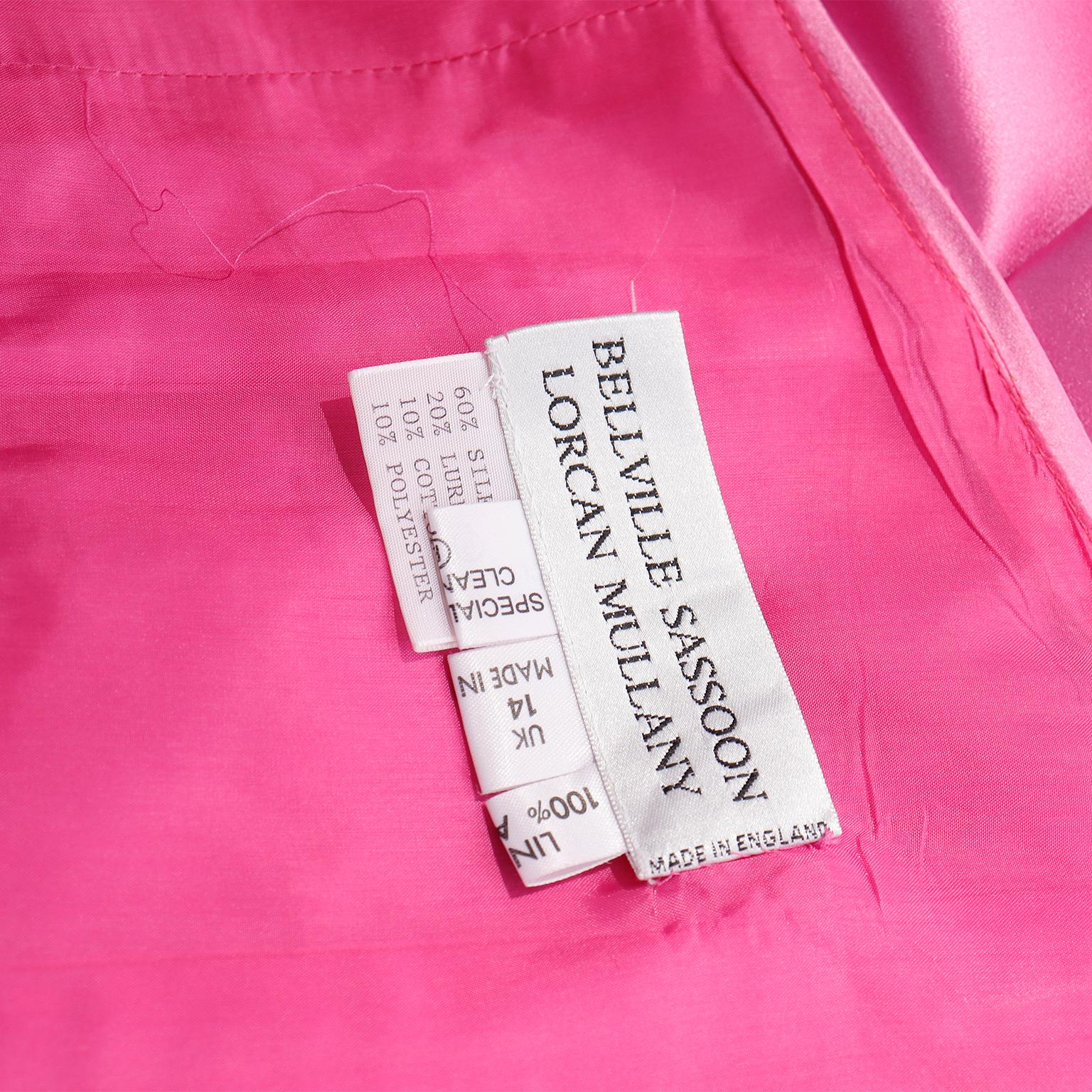 Bellville Sassoon Vintage Pink Silk Satin One Shoulder Evening Gown W Wrap For Sale 10