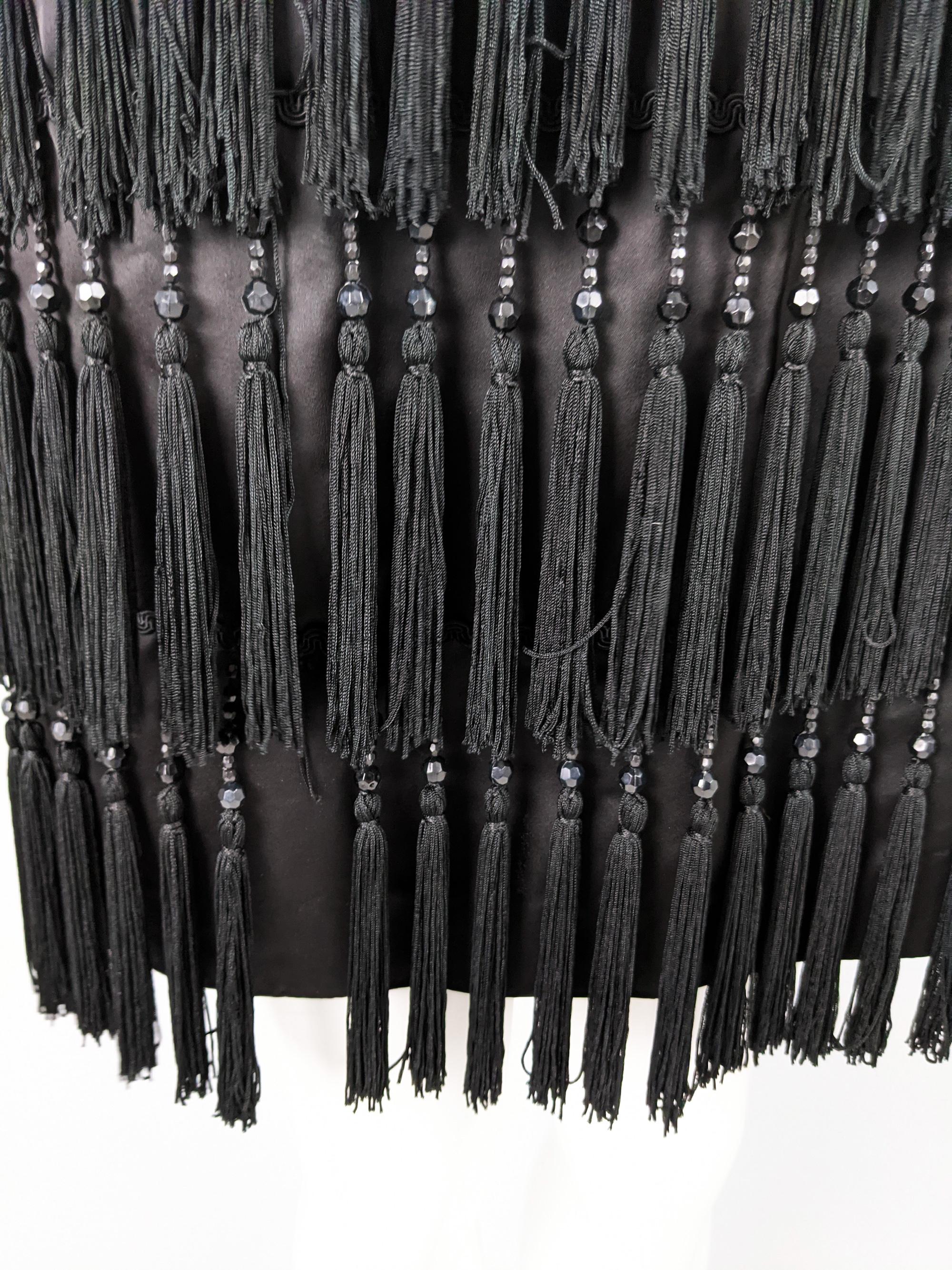Bellville Sassoon Vintage Sheer Black Beaded & Fringed Flapper Dress 3