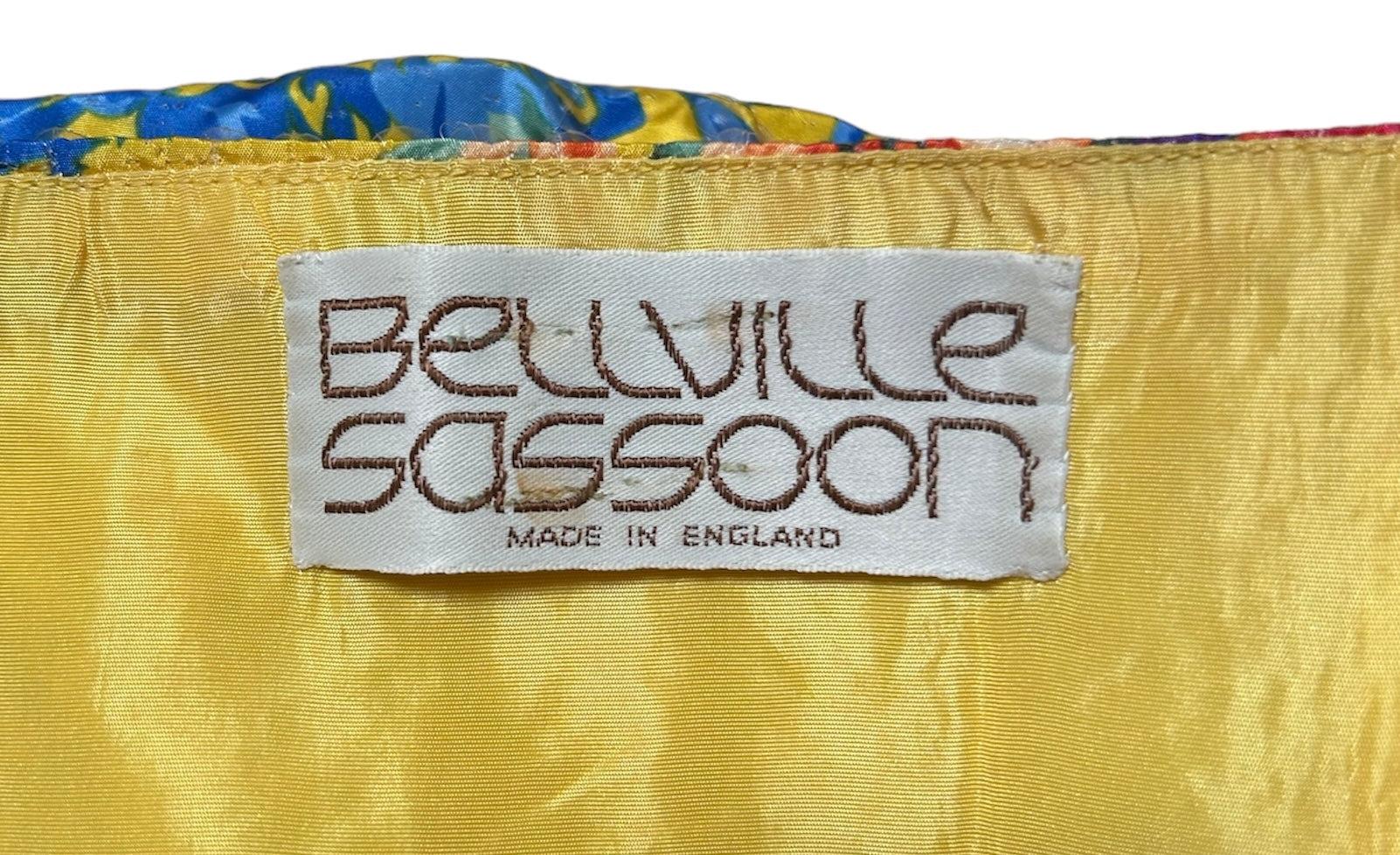 Women's Bellville Sassoon Yellow Floral Silk & Sequined Cocktail Dress, 1980s For Sale
