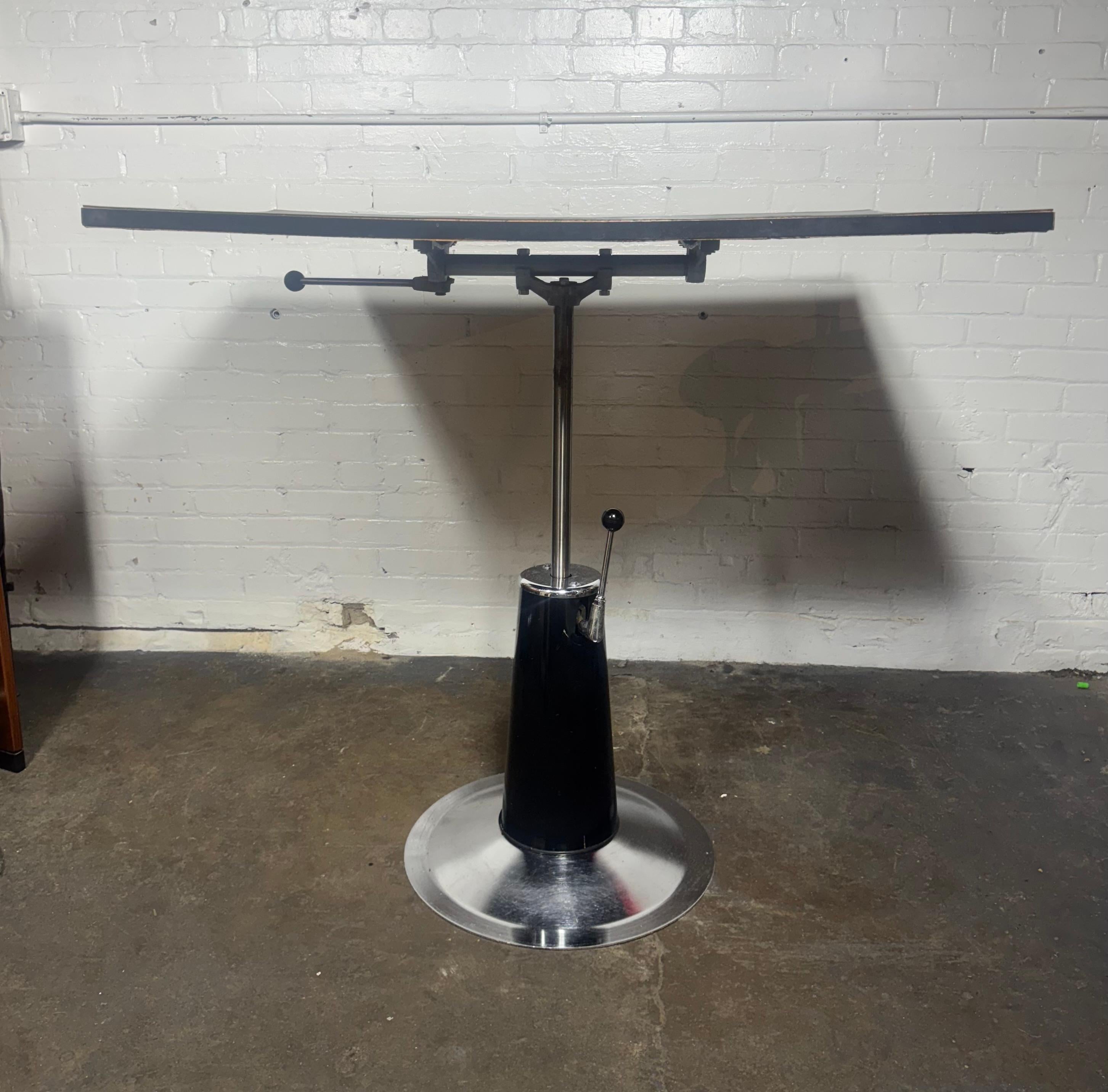Mid-20th Century Belmont Adjustable Hydraulic Architectural Drafting / Work Table, Art Deco Style For Sale