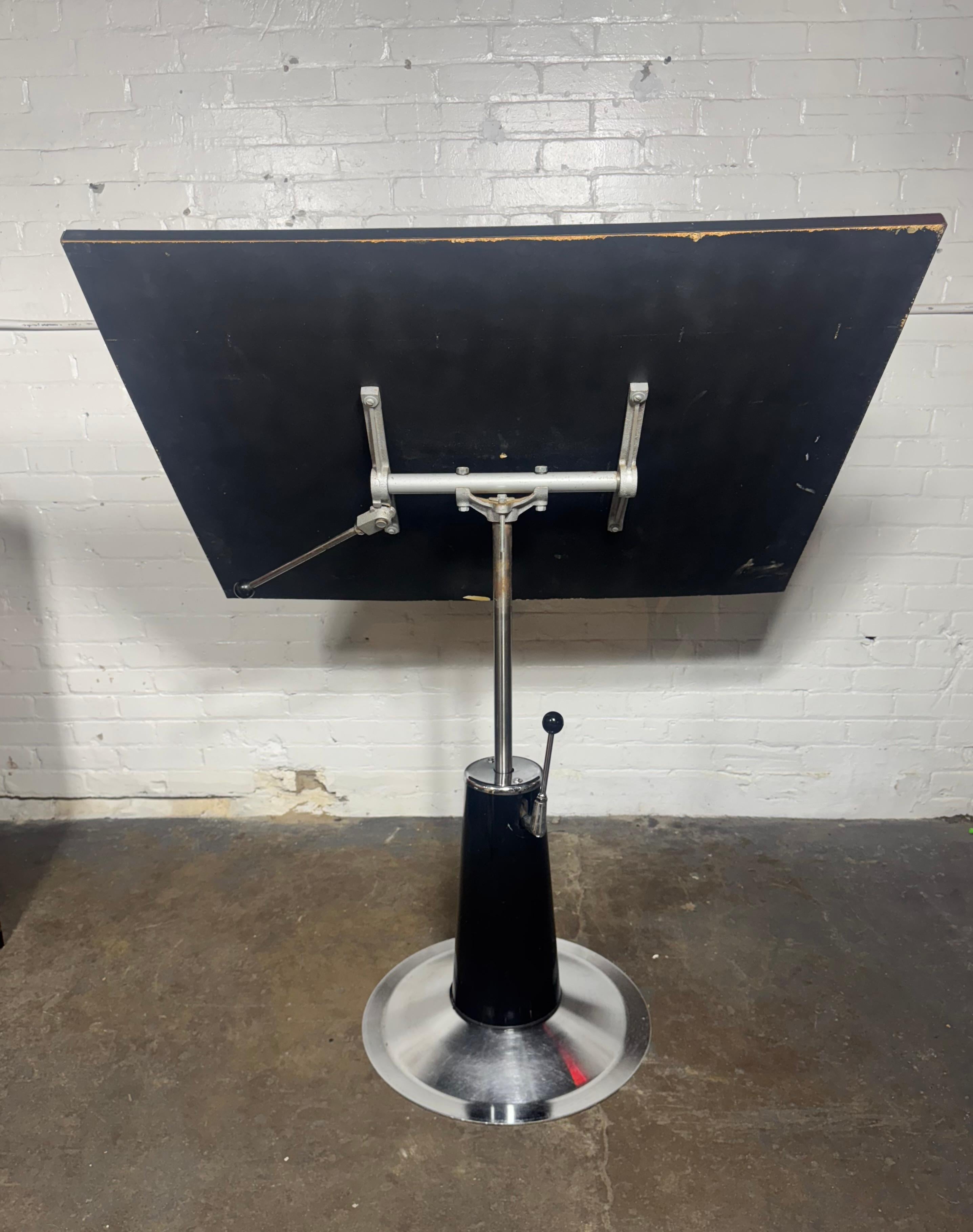 Belmont Adjustable Hydraulic Architectural Drafting / Work Table, Art Deco Style For Sale 1