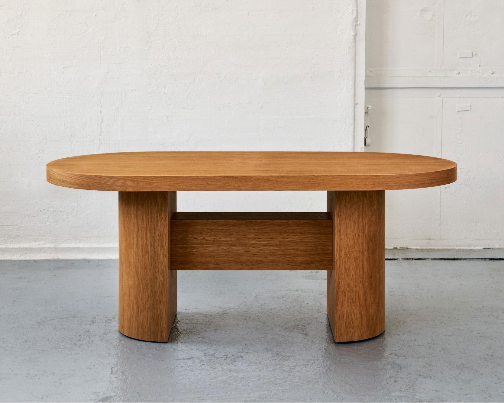Modern Belmont modern Dining Table in White Oak wood veneer 