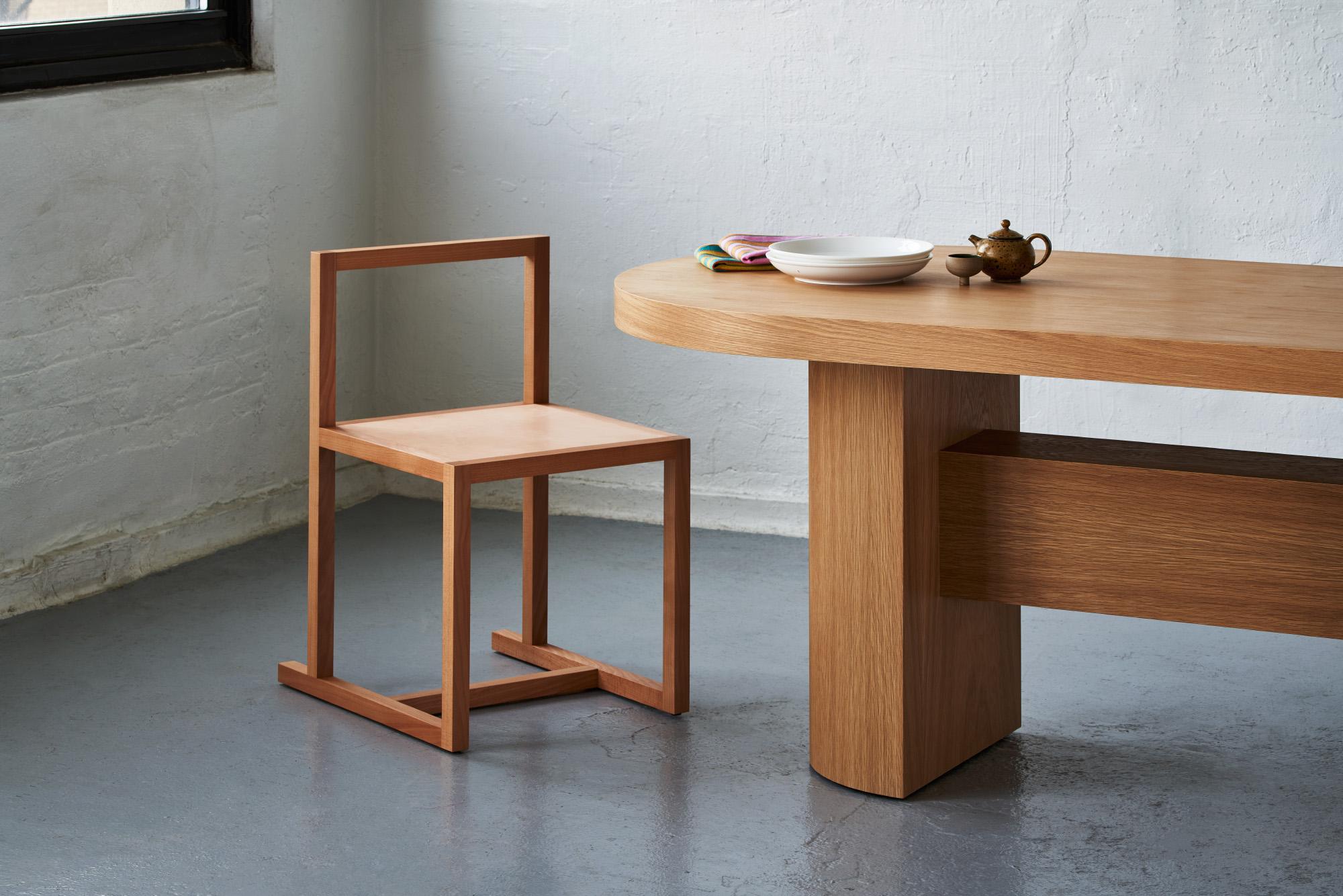 Contemporary Belmont modern Dining Table in White Oak wood veneer 