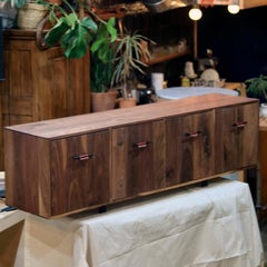 Belmont Eight Drawer Solid Walnut Cabinet with Leather Handles