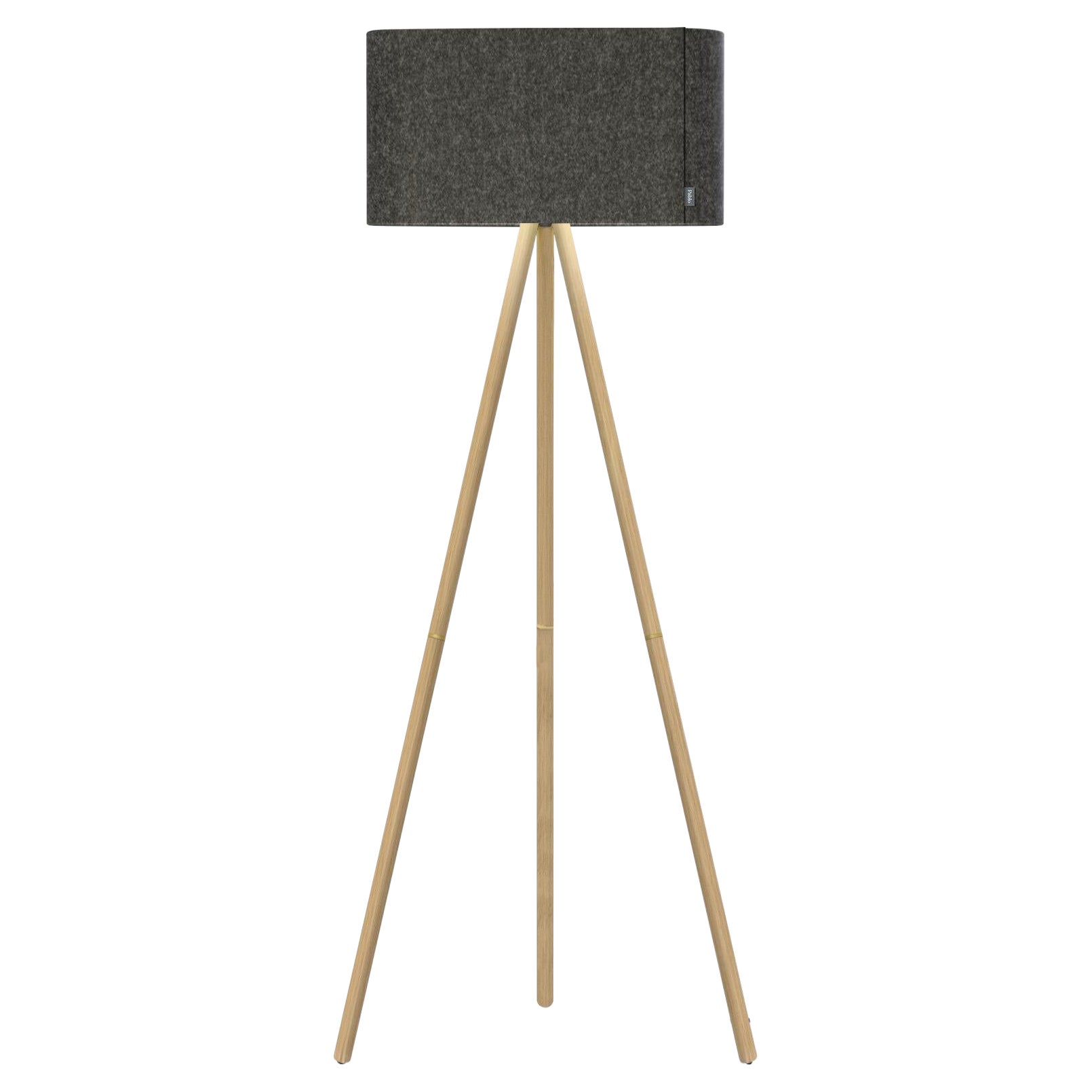 Lampada da terra Belmont in carbone con gambe in Oak di Pablo Designs