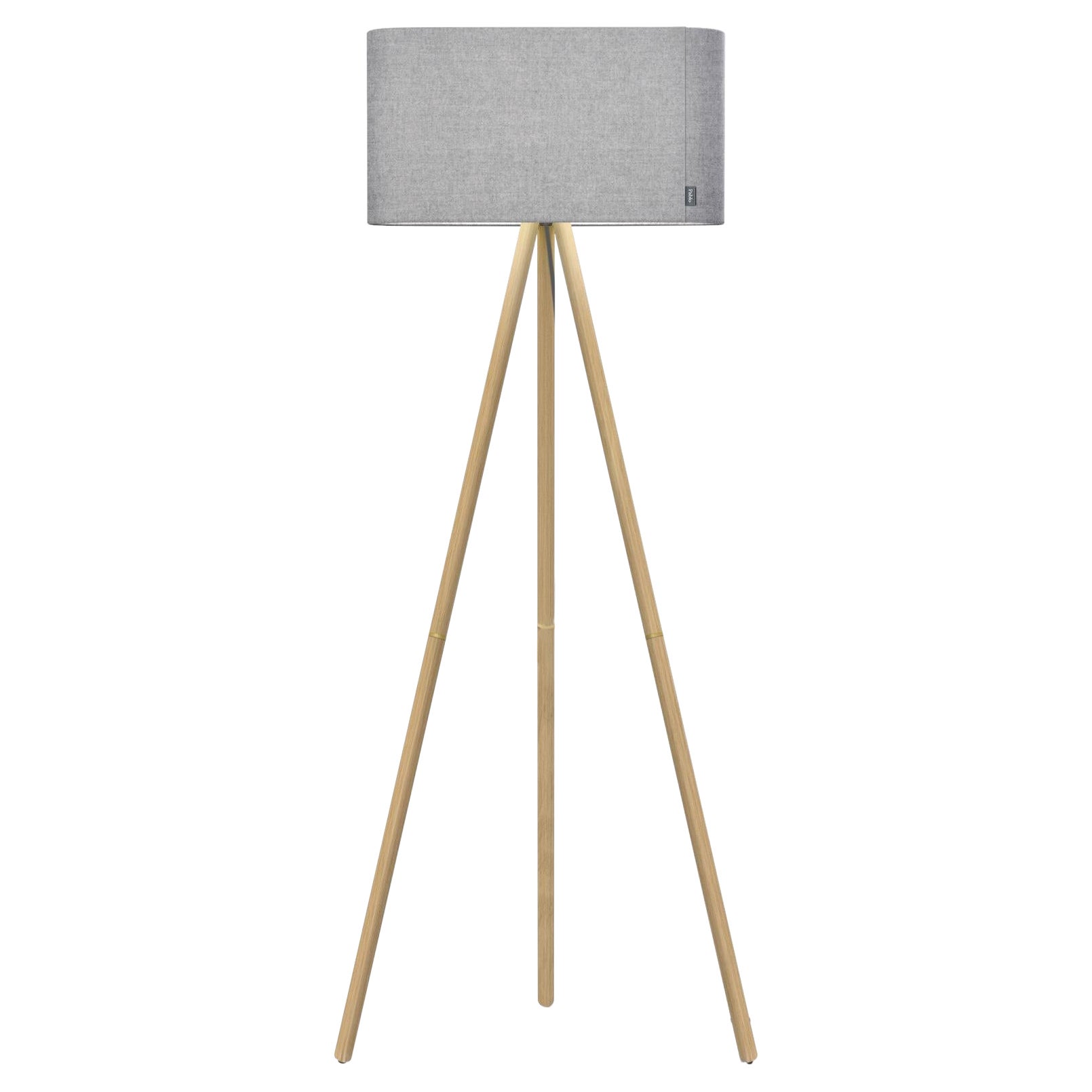 Lampada da terra Belmont in Silverdale con gambe in Oak di Pablo Designs