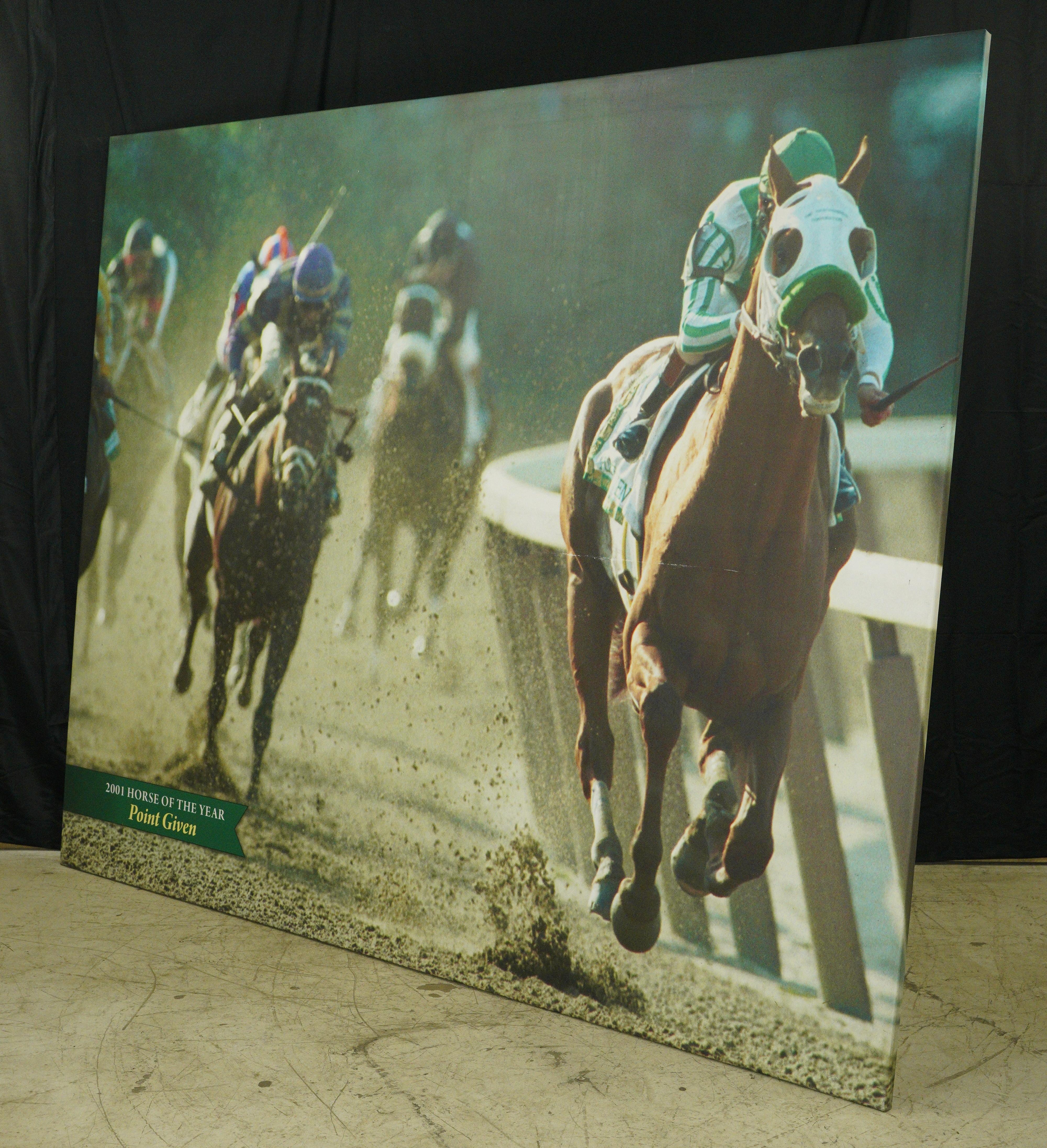Plastic Belmont Park 2001 Horse of The Year Point Given Vinyl Print For Sale