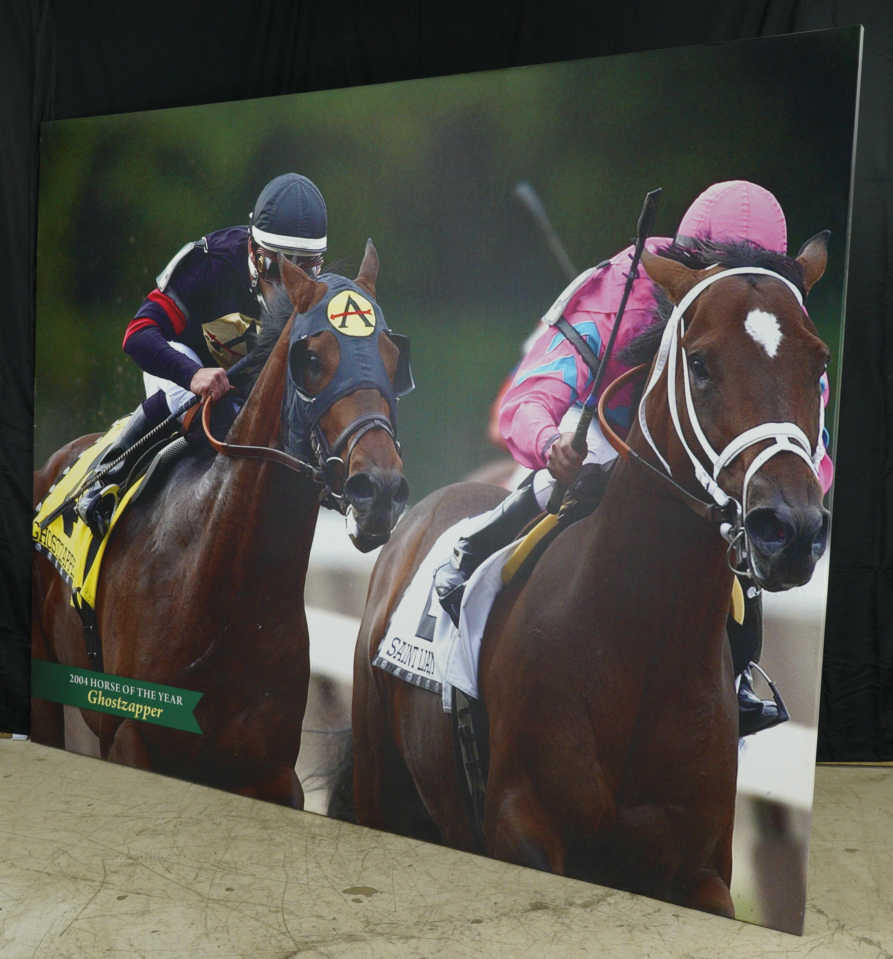 Plastic Belmont Park 2004 Horse of The Year Ghostzapper Vinyl Print For Sale