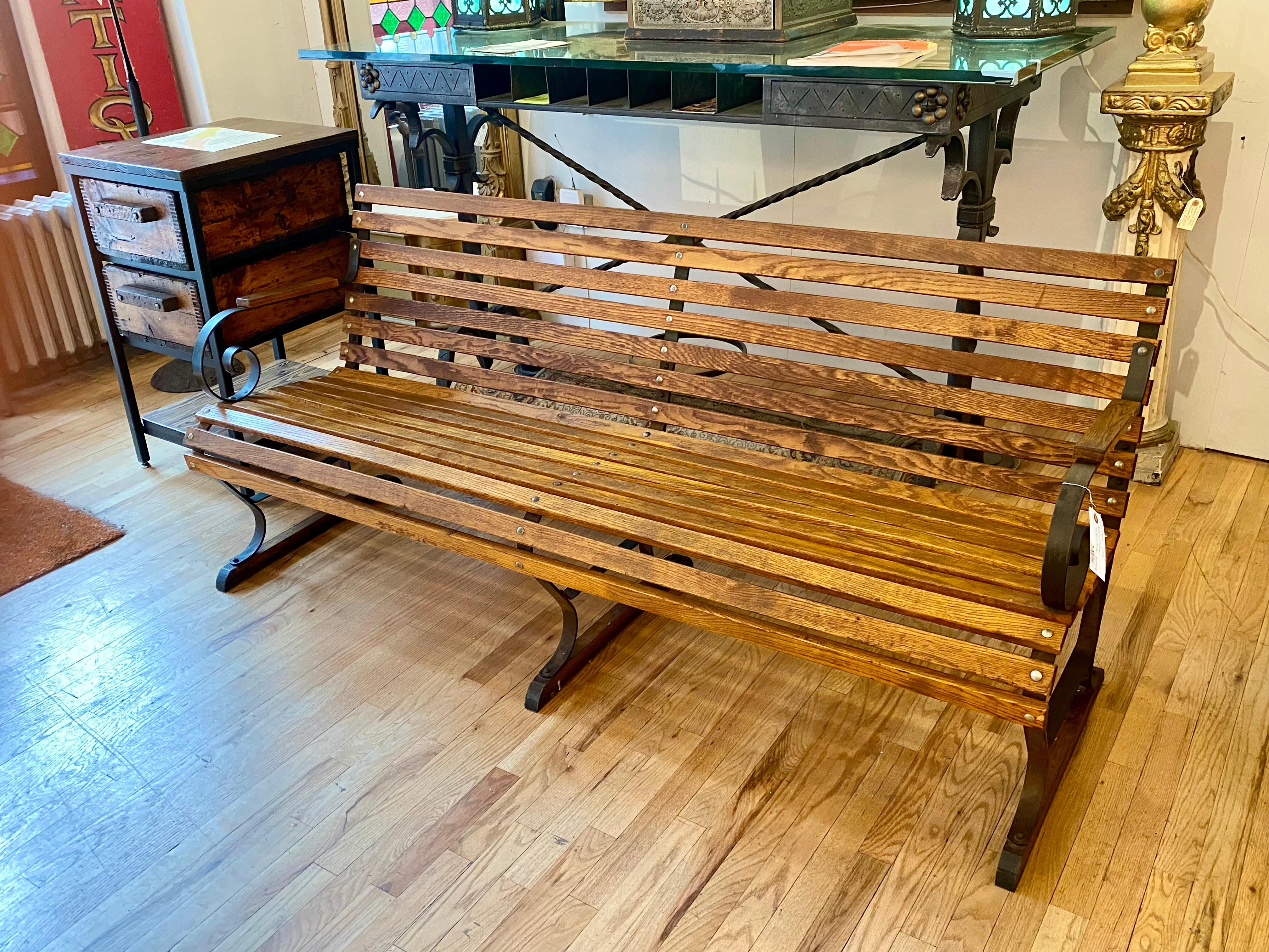 Belmont Park NY Horse Racetrack Oak & Iron Park Bench 2