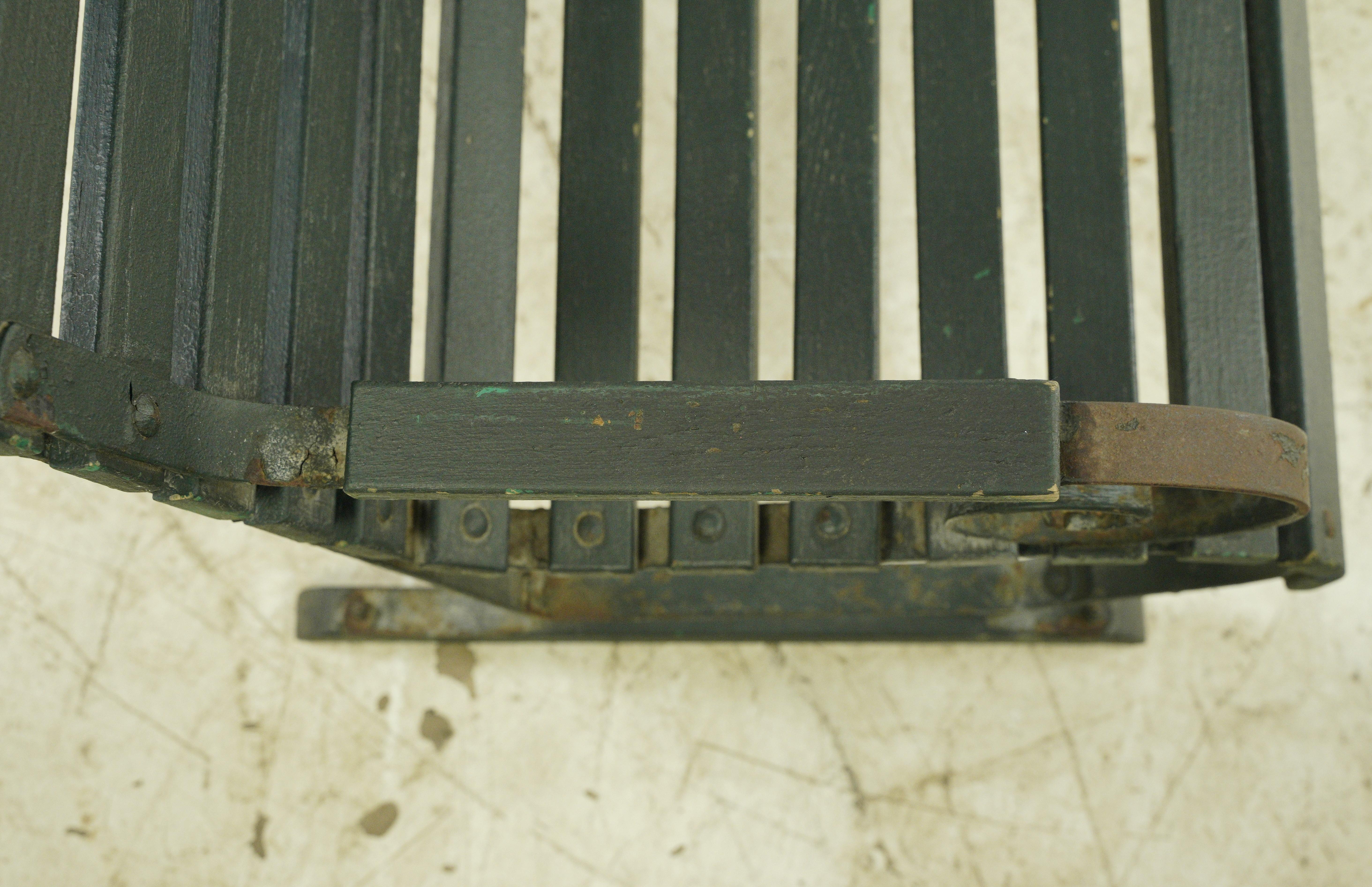 Belmont Park Racetrack Green Oak & Iron Outdoor Bench 1
