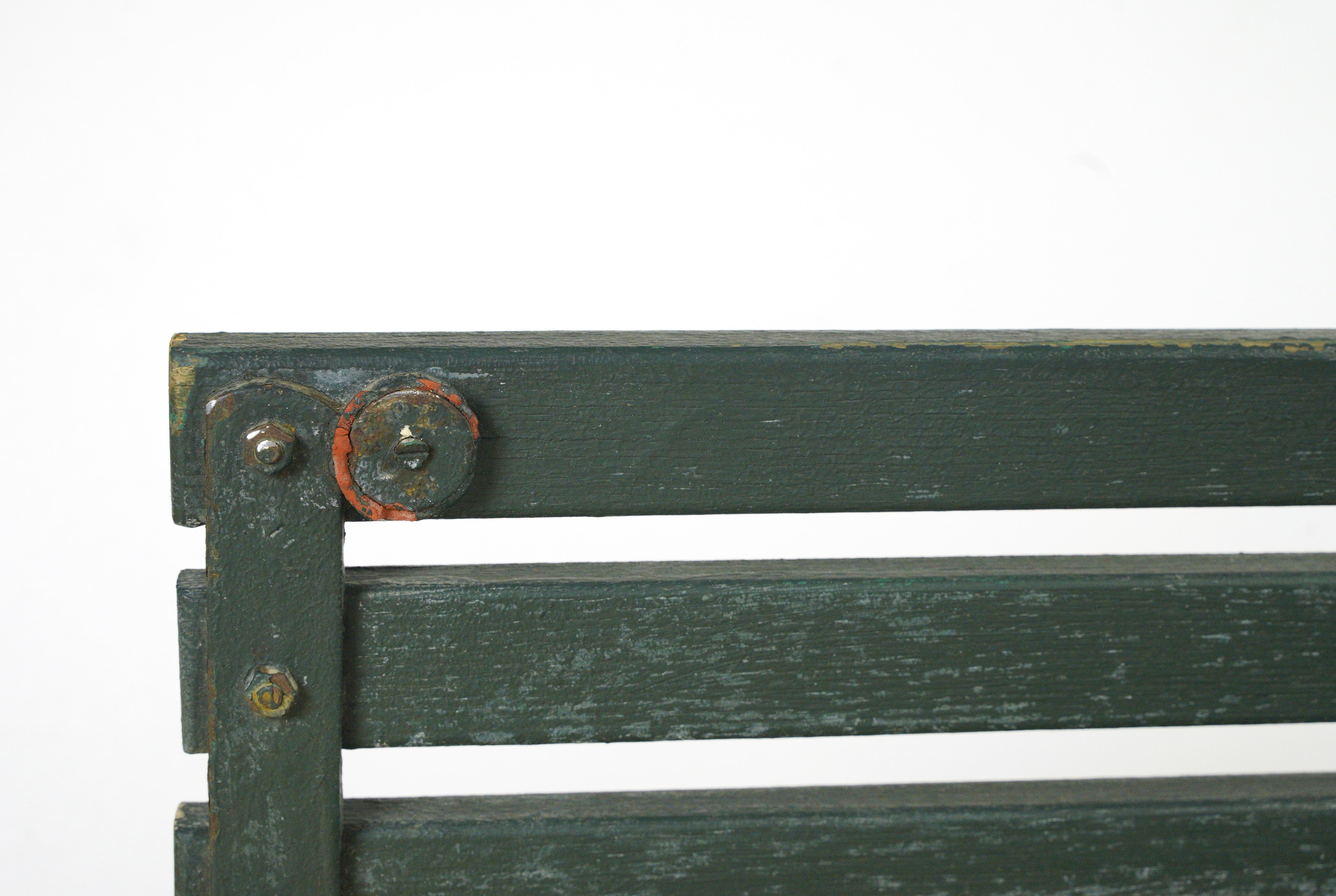 Belmont Park Racetrack Green Oak & Iron Outdoor Bench 3