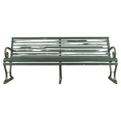 Belmont Park Racetrack Green Oak & Iron Outdoor Bench
