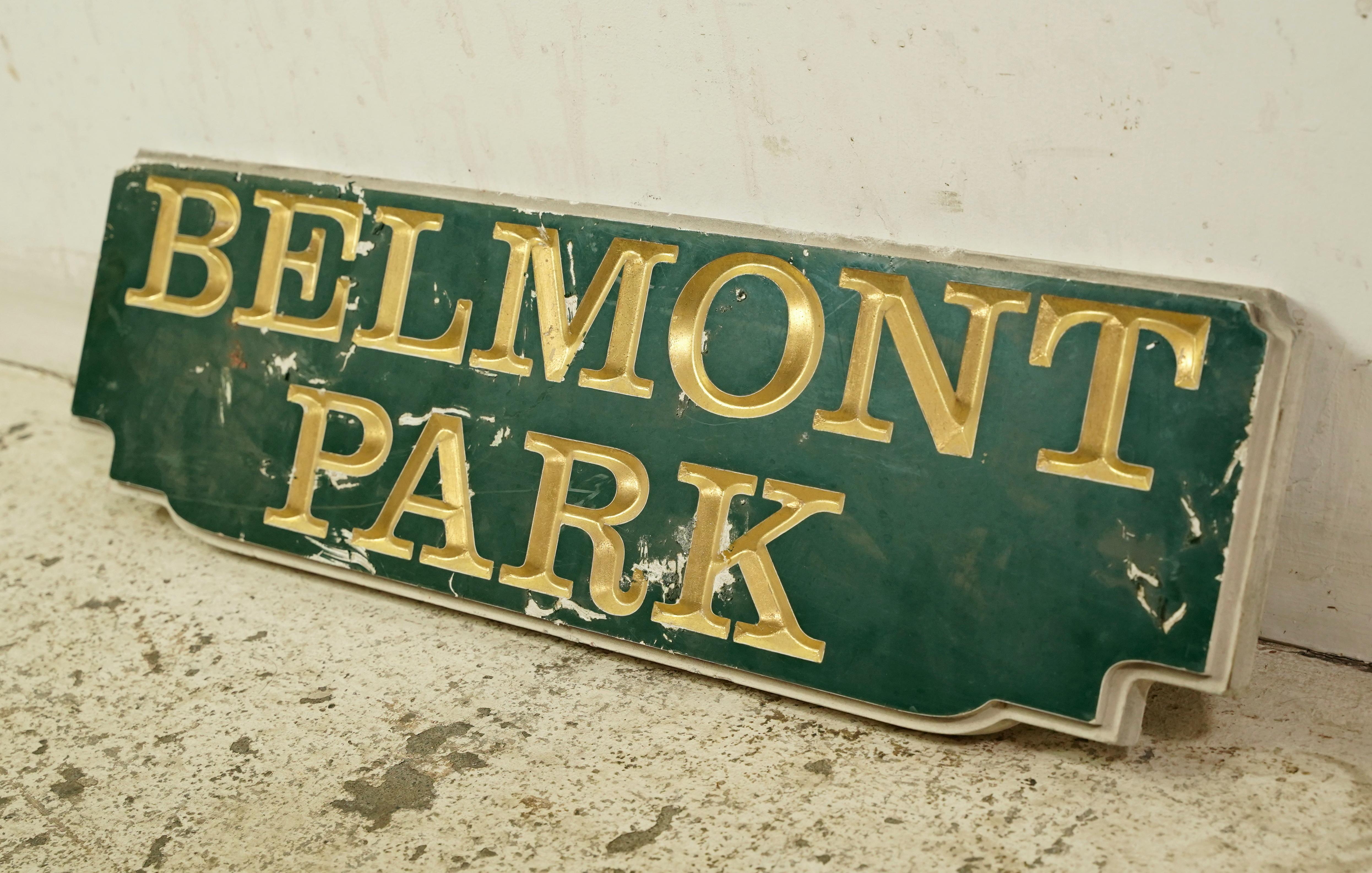 This piece was acquired from the racetrack Belmont Park Racetrack in Elmont, New York. This sign displays 