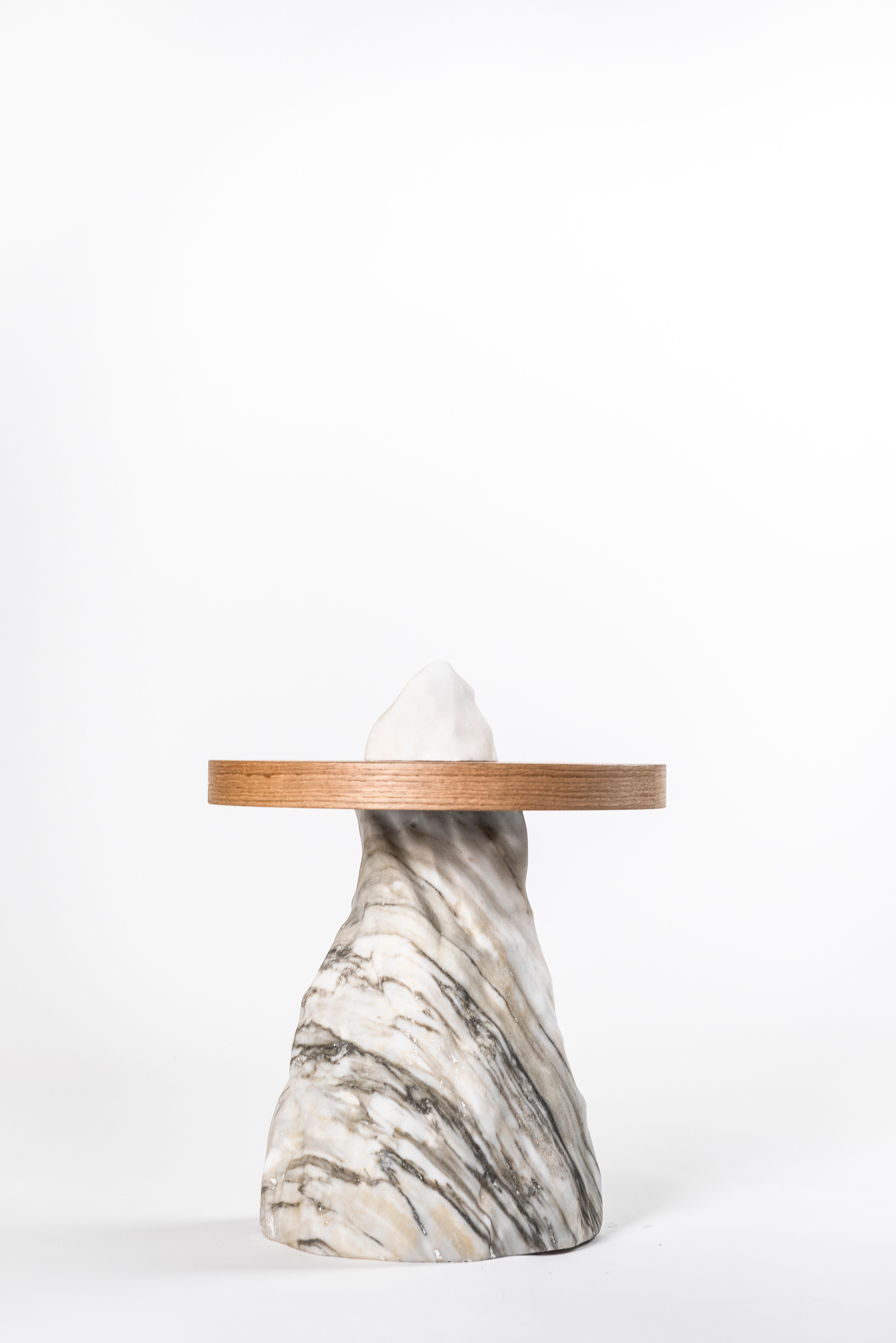 Beloco Baby 2 Side Table by Bea Interiors
One of a Kind.
Dimensions: Ø 61 x H 81.28 cm.
Materials: Solid white oak and marble.

The Beloco Baby 1 is a versatile furniture piece that can be used both as a side table or a coffee table when paired with