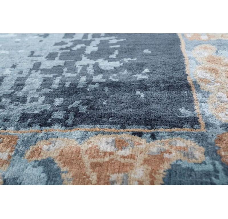 Indian Belomancy Indigo Blue & Indigo Blue 240x300 cm Handknotted Rug For Sale