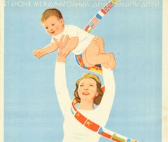 Original Vintage Poster International Children's Day For Life For Happiness USSR