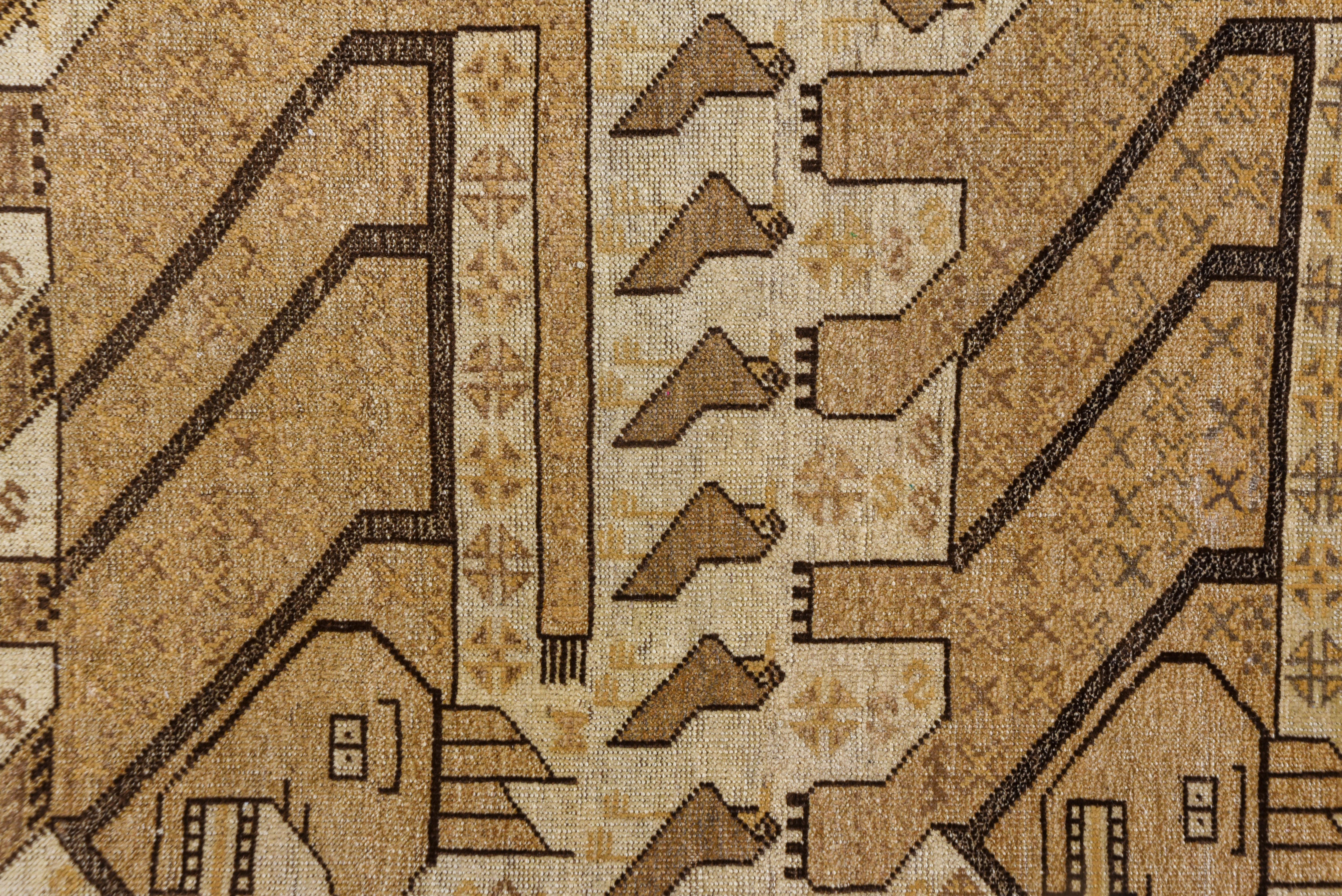 Early 20th Century Belouch Afghan Rectangle Golden Animal Pattern For Sale