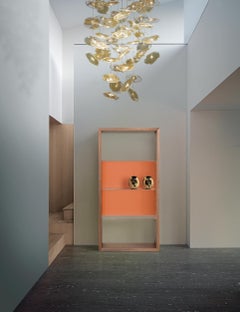 Librería contemporánea "Amada" de nogal y cuero