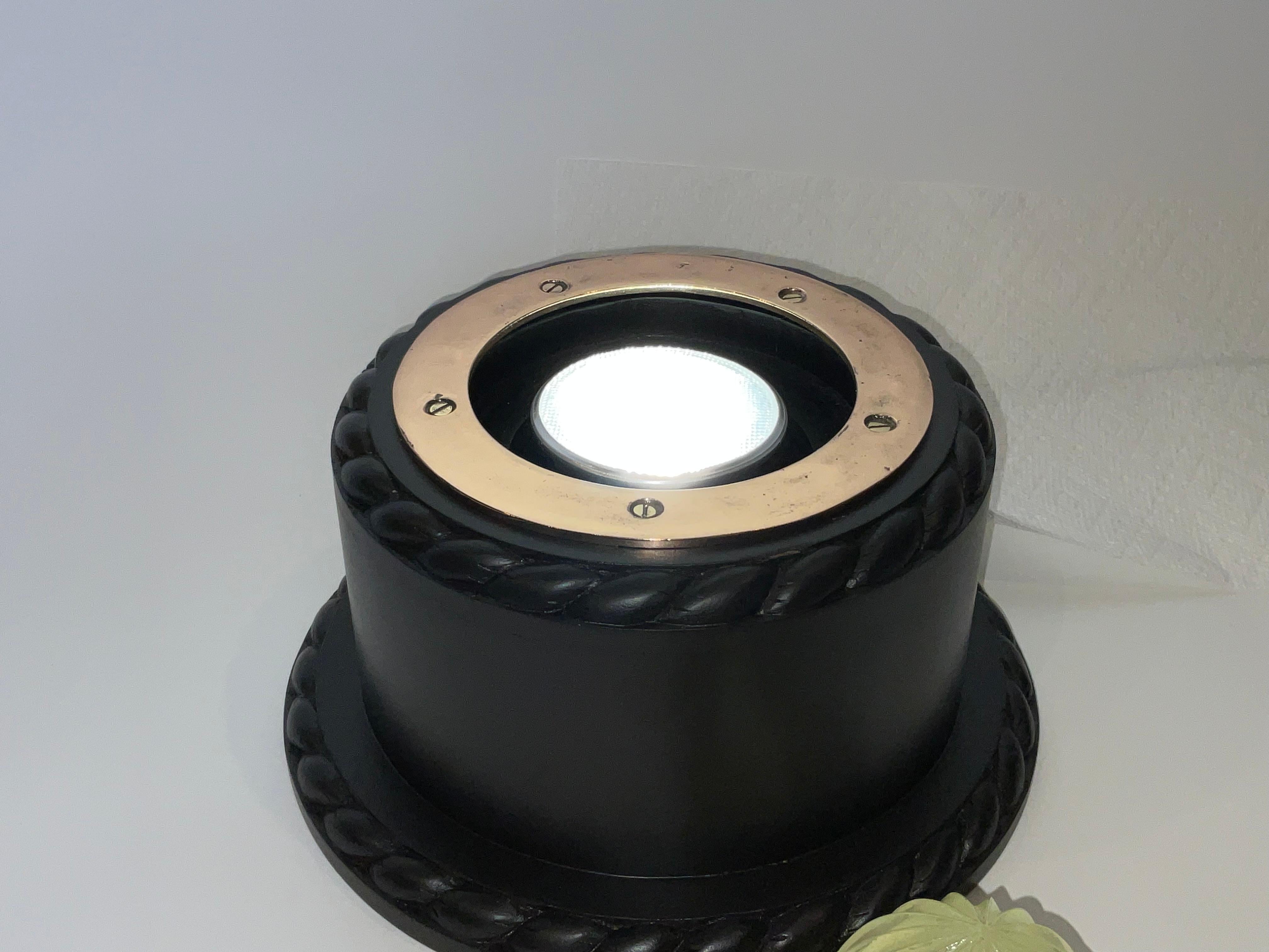 Glass Below Deck Light Prism Mounted to a Base For Sale