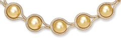 BELPEARL, Natural Color Golden South Sea Pearl Diamond Encrusted Collier