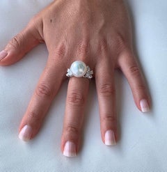 Papillion Ring with South Sea Pearl and Fancy Shape Diamonds in 18 Karat Gold