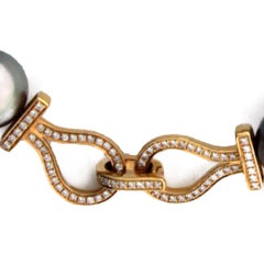 BELPEARL Tahitian Pearl Bracelet Set in 18 Karat Gold & Diamonds