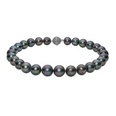 BELPEARL Fabulous Tahitian Natural Color Pearl Necklace, with Diamond clasp