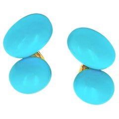 Belperron - Boucles d'oreilles en or jaune 18 carats - Turquoise et gémeaux