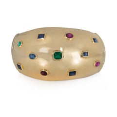 Belperron for Boivin Art Moderne Gold and Multi-Gemstone "Boule" Cuff Bracelet
