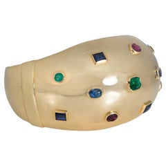 Belperron for Boivin Art Moderne Gold and Multi-Gemstone "Boule" Cuff Bracelet