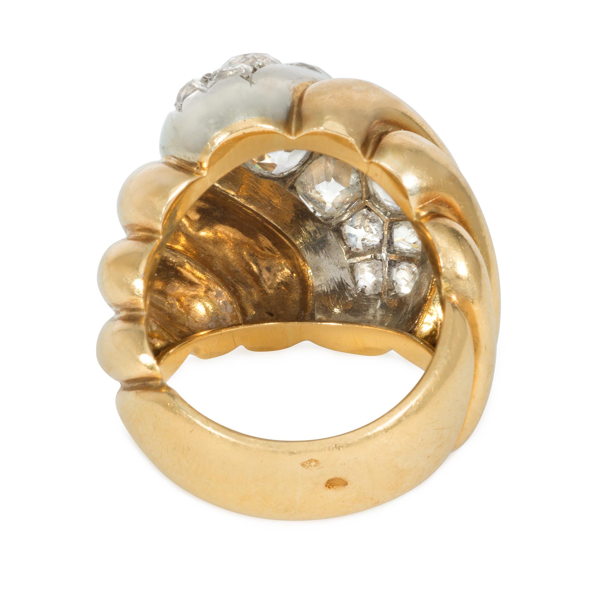 Belperron Retro Torsade-Ring aus Gold und Diamanten mit Echtheitszertifikat im Zustand „Gut“ im Angebot in New York, NY