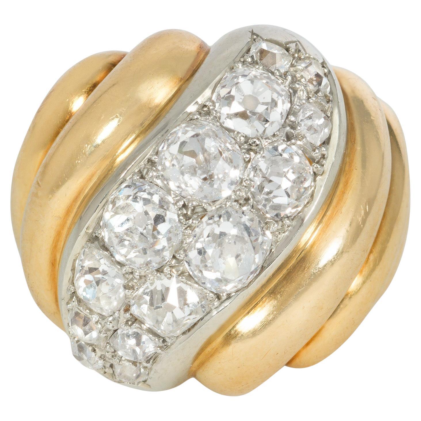Belperron Retro Torsade-Ring aus Gold und Diamanten mit Echtheitszertifikat im Angebot