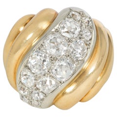 Belperron Retro Torsade-Ring aus Gold und Diamanten mit Echtheitszertifikat